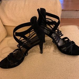 Black suede strappy sandals